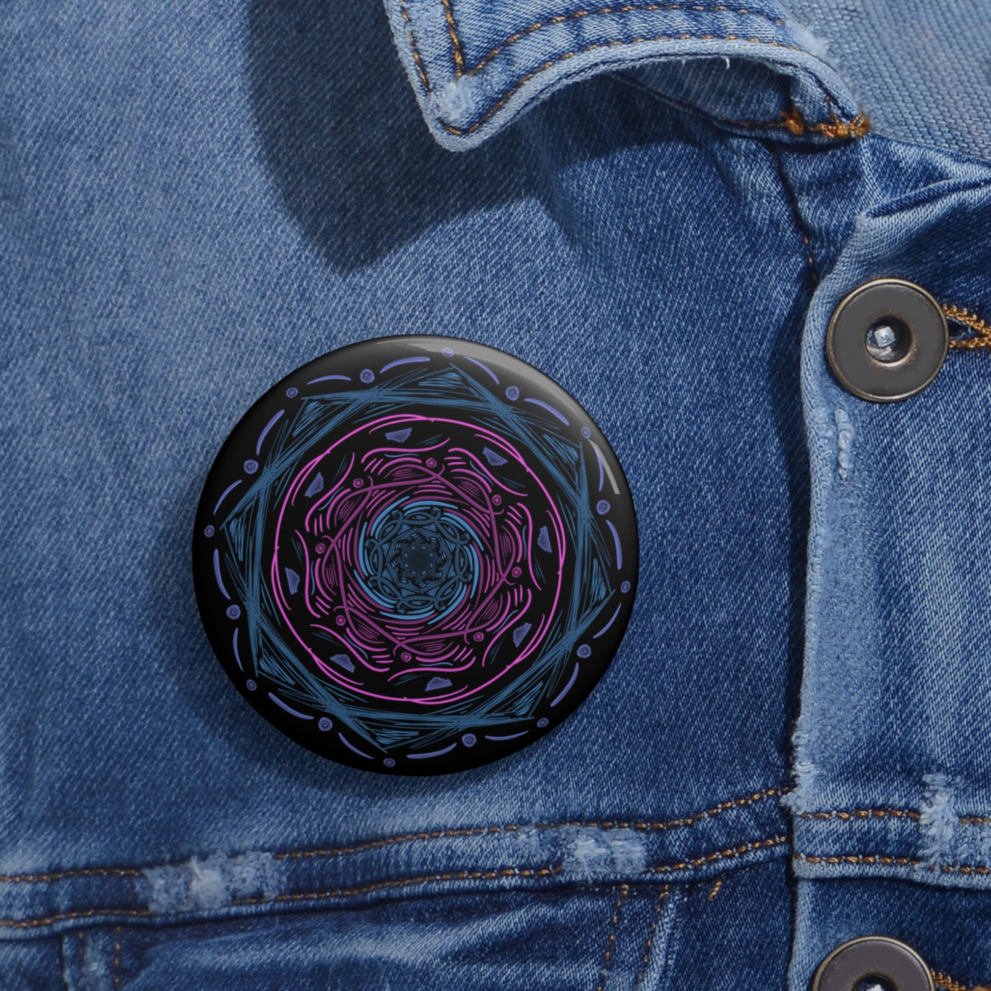 Mandala Custom Pin Buttons - Tales from the Tangle