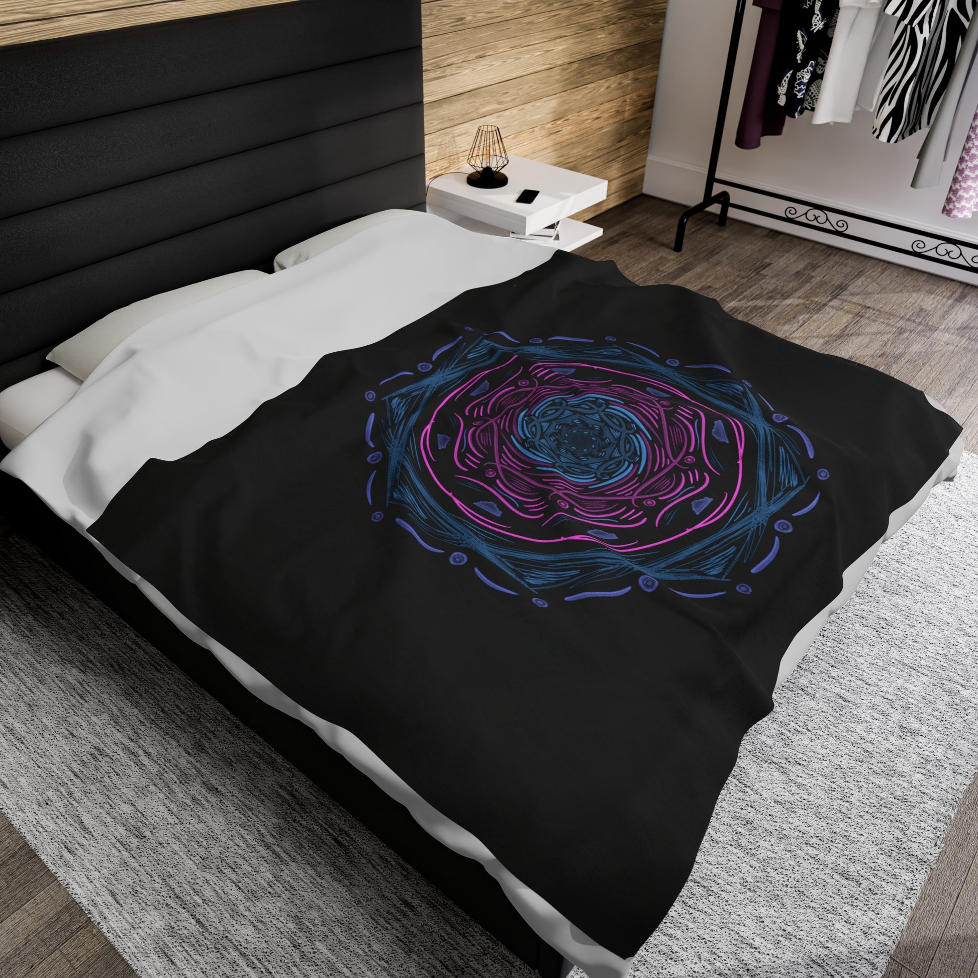 Dark Mandala Velveteen Plush Blanket - Tales from the Tangle