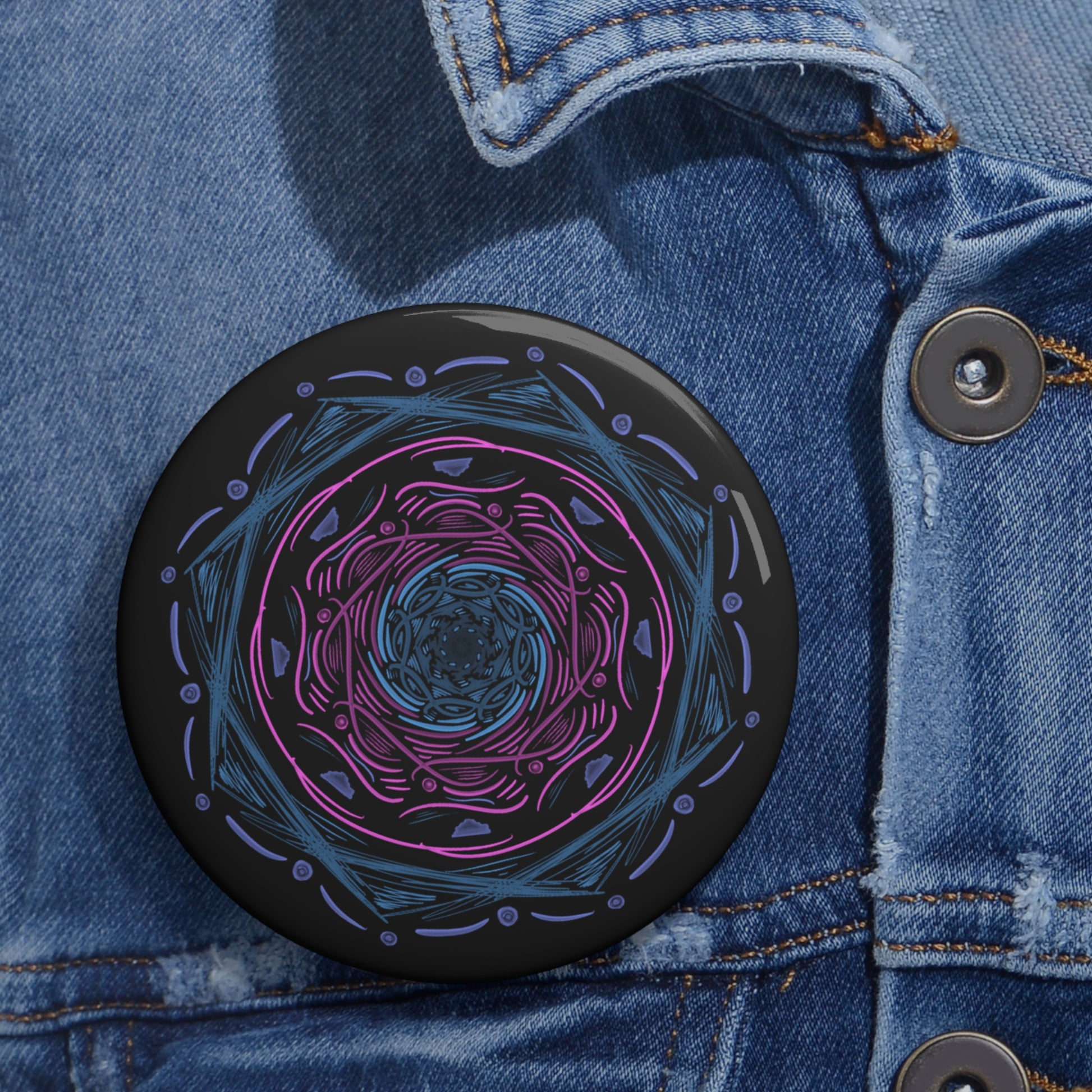 Mandala Custom Pin Buttons - Tales from the Tangle