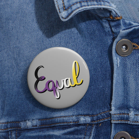 Nonbinary Pride Equal Custom Pin Buttons - Tales from the Tangle