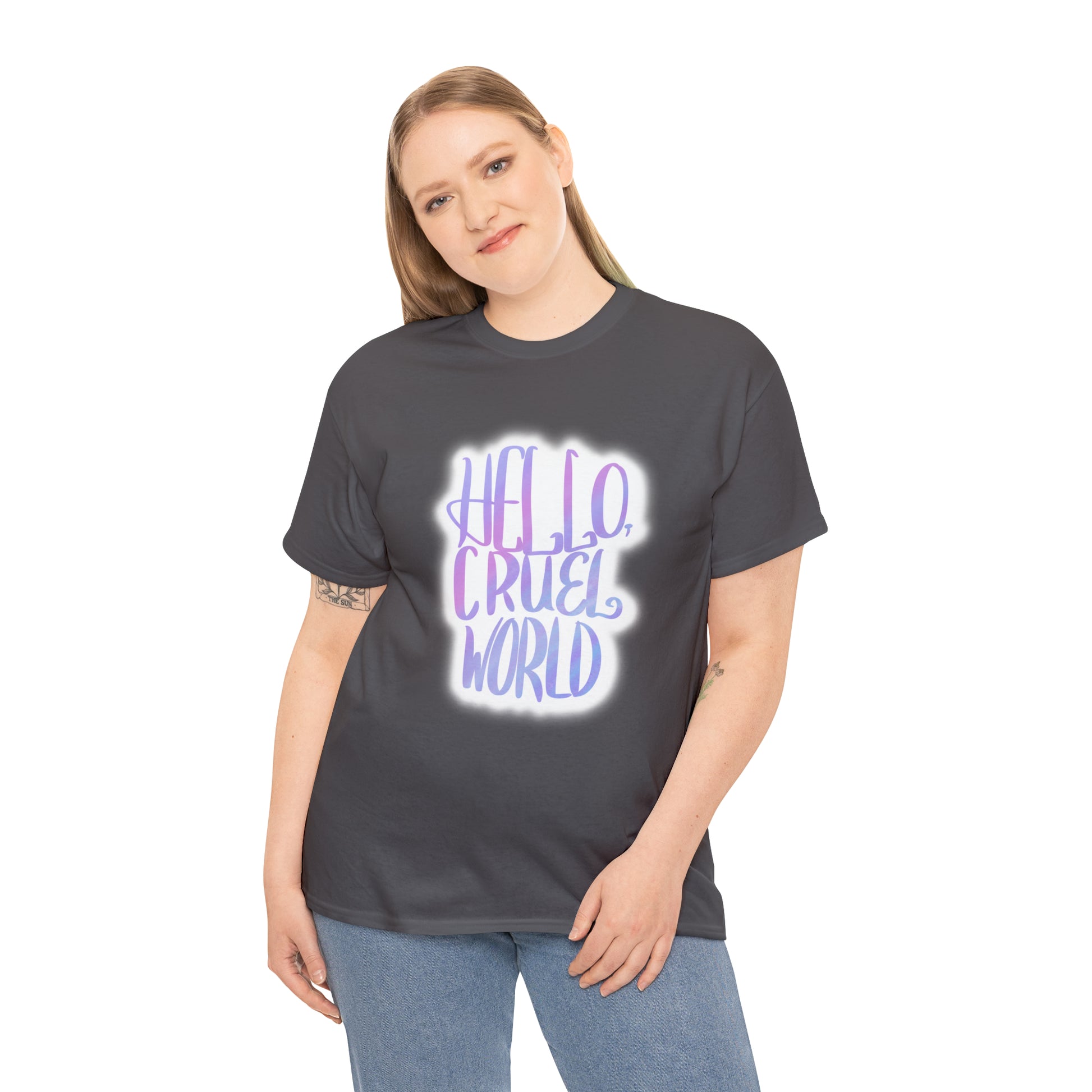 Hello Cruel World Unisex Heavy Cotton Tee - Tales from the Tangle
