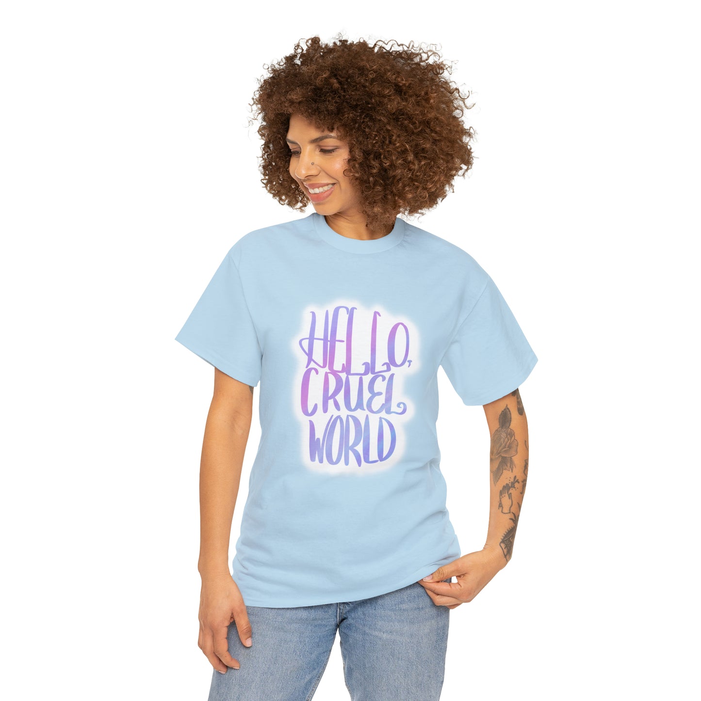 Hello Cruel World Unisex Heavy Cotton Tee - Tales from the Tangle