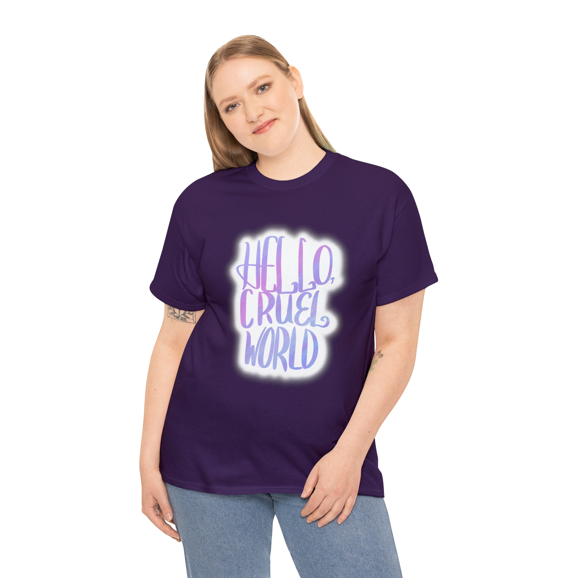 Hello Cruel World Unisex Heavy Cotton Tee - Tales from the Tangle