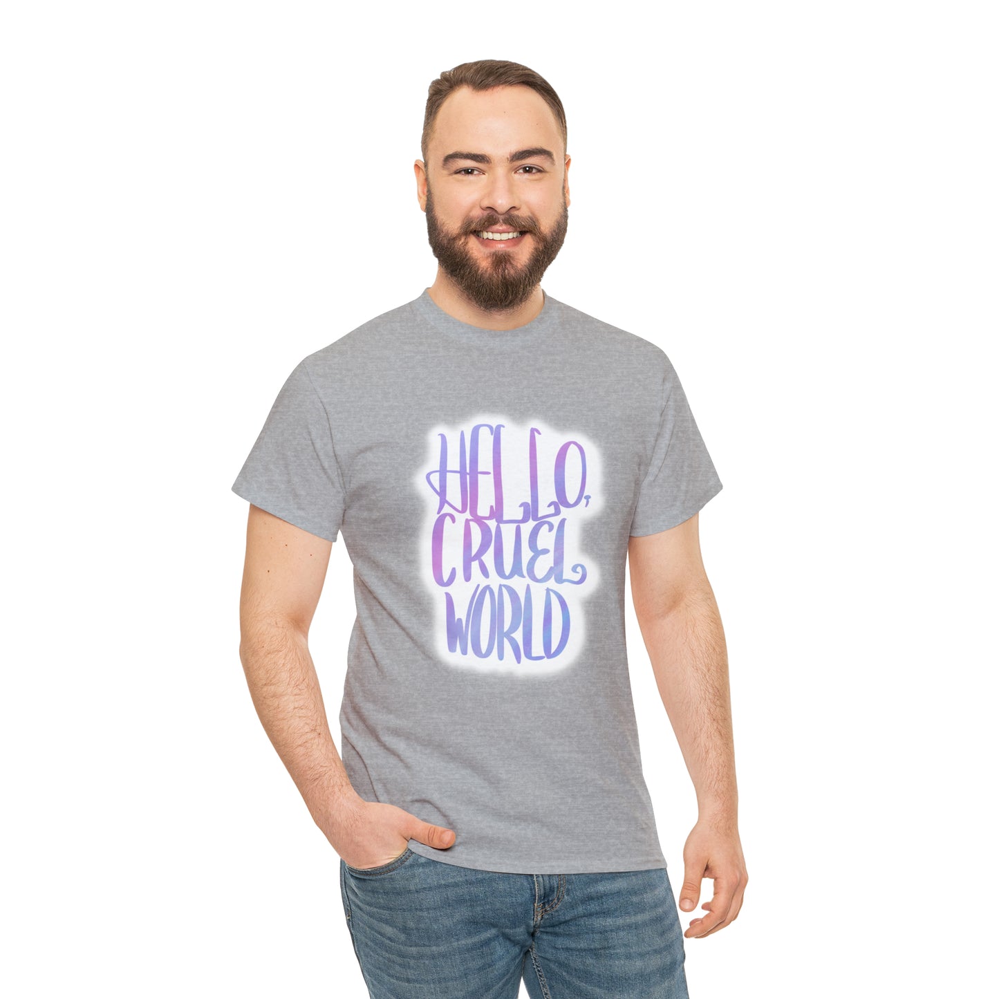 Hello Cruel World Unisex Heavy Cotton Tee - Tales from the Tangle