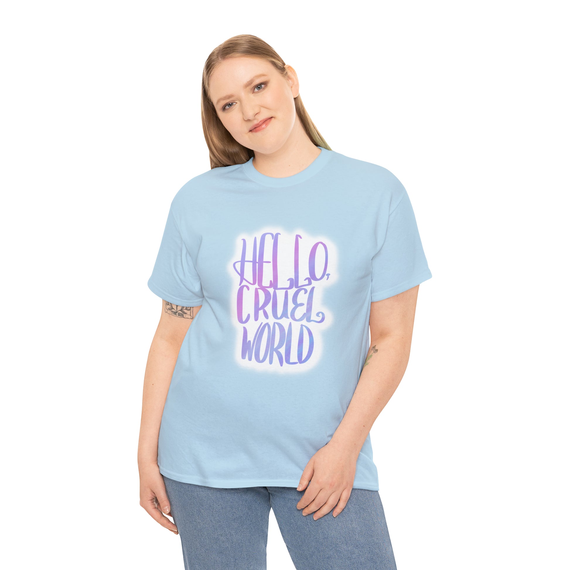 Hello Cruel World Unisex Heavy Cotton Tee - Tales from the Tangle