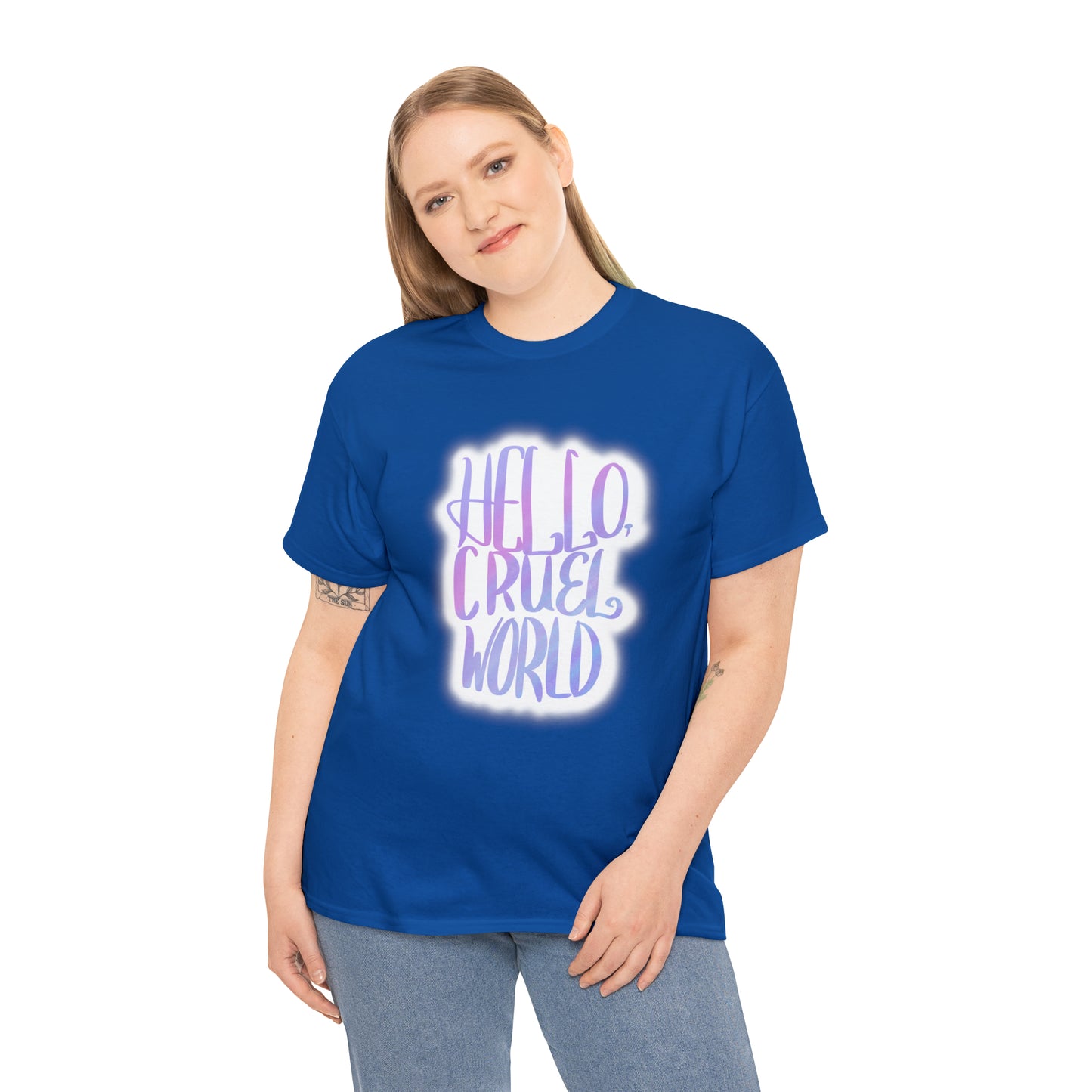 Hello Cruel World Unisex Heavy Cotton Tee - Tales from the Tangle