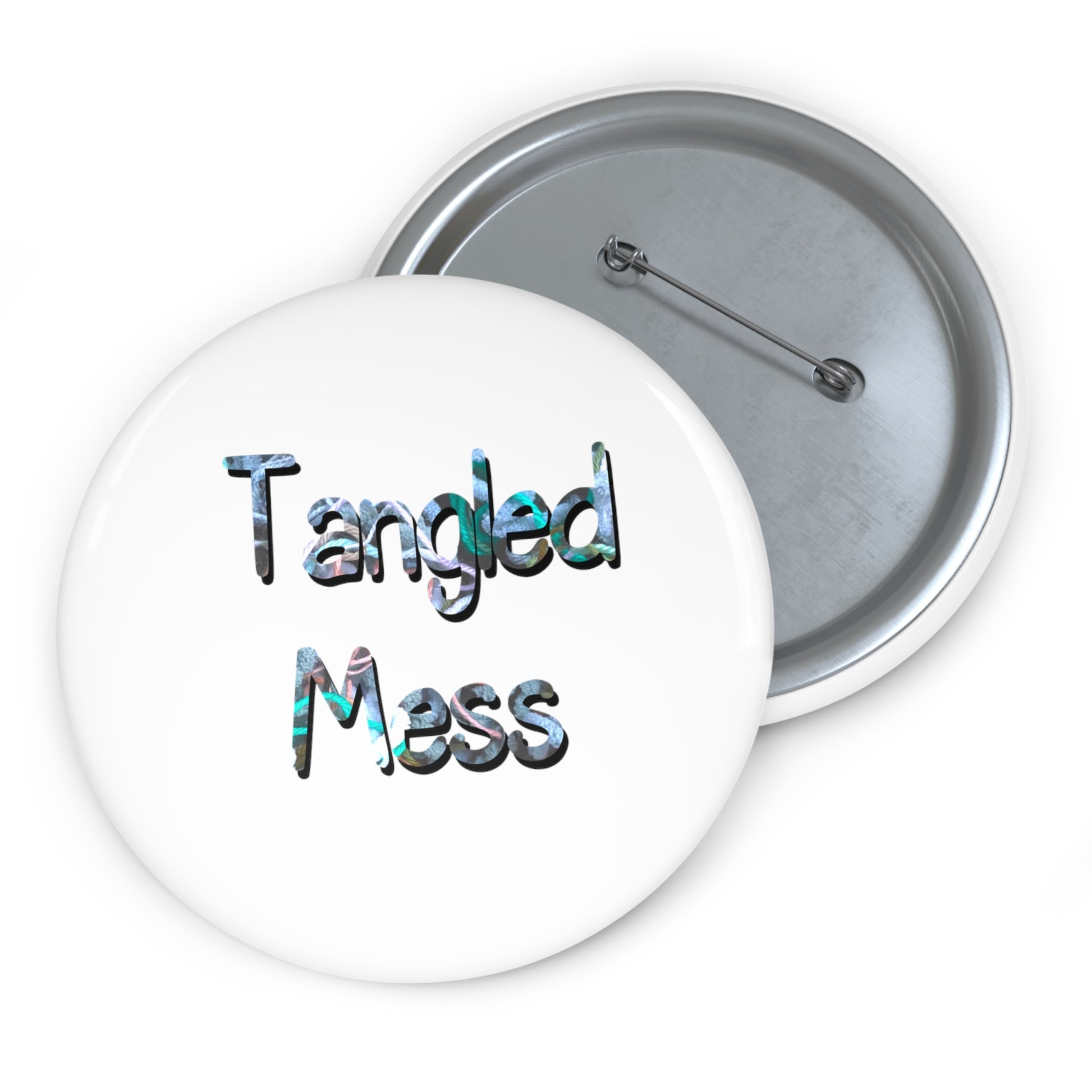 Tangled Mess Yarn Custom Pin Buttons - Tales from the Tangle