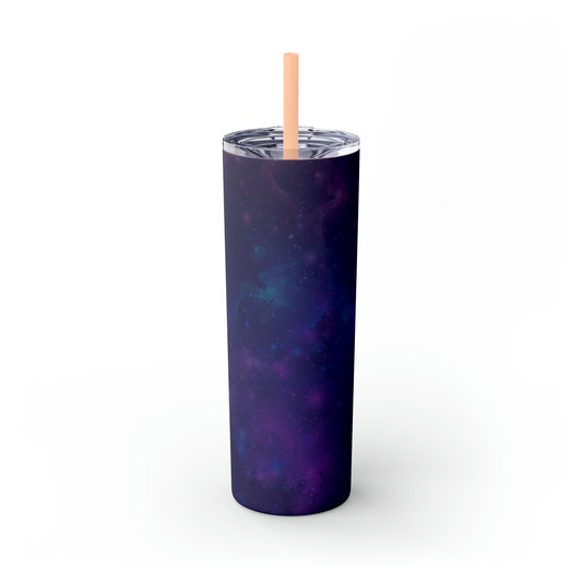 Galaxy Print Skinny Tumbler with Straw, 20oz - Tales from the Tangle