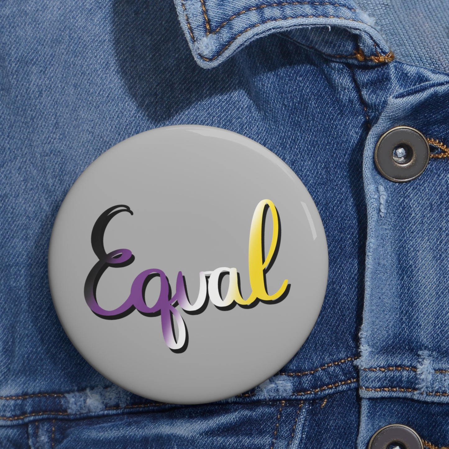 Nonbinary Pride Equal Custom Pin Buttons - Tales from the Tangle