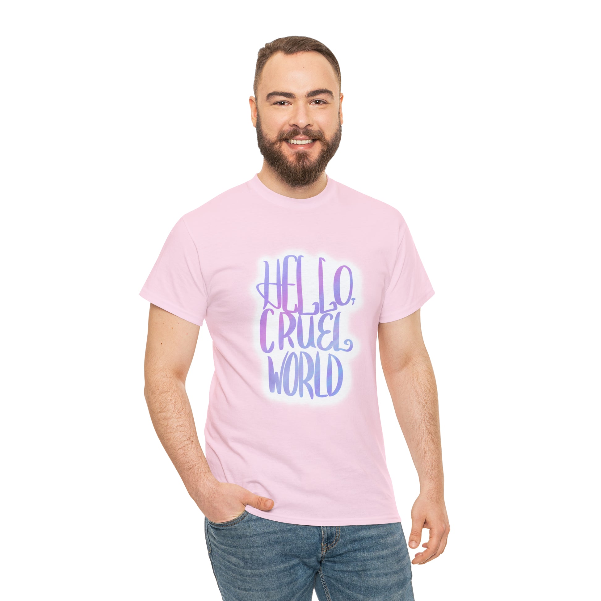 Hello Cruel World Unisex Heavy Cotton Tee - Tales from the Tangle