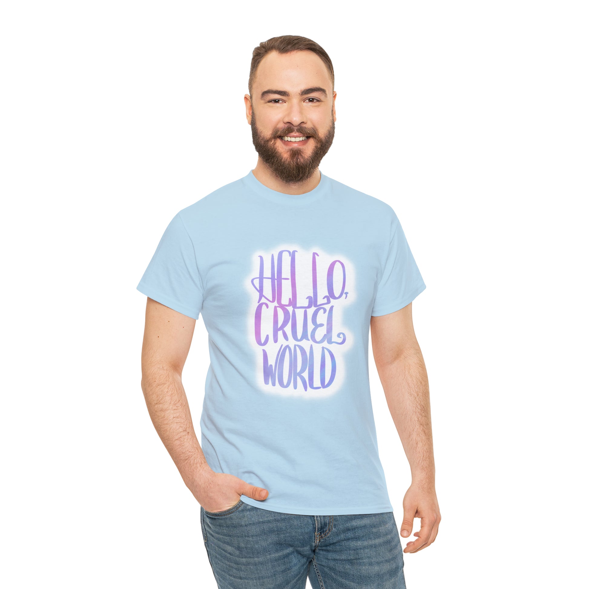 Hello Cruel World Unisex Heavy Cotton Tee - Tales from the Tangle