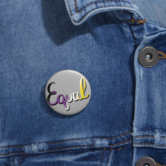 Nonbinary Pride Equal Custom Pin Buttons - Tales from the Tangle