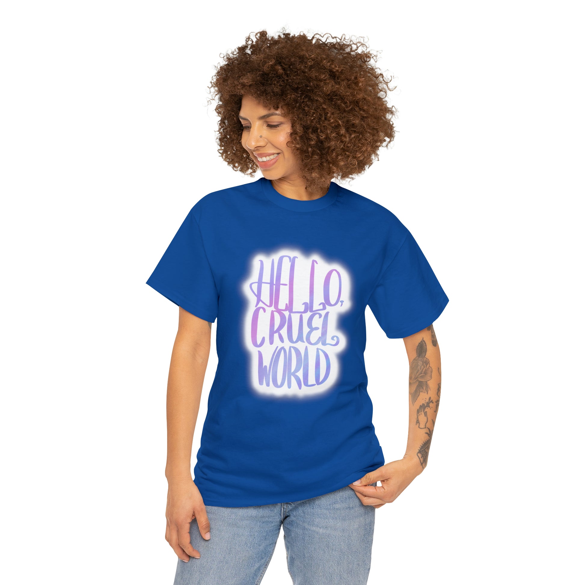 Hello Cruel World Unisex Heavy Cotton Tee - Tales from the Tangle