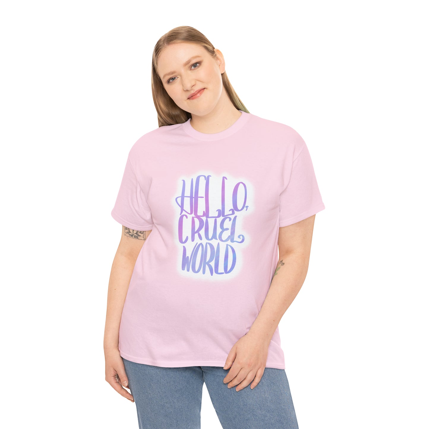Hello Cruel World Unisex Heavy Cotton Tee - Tales from the Tangle