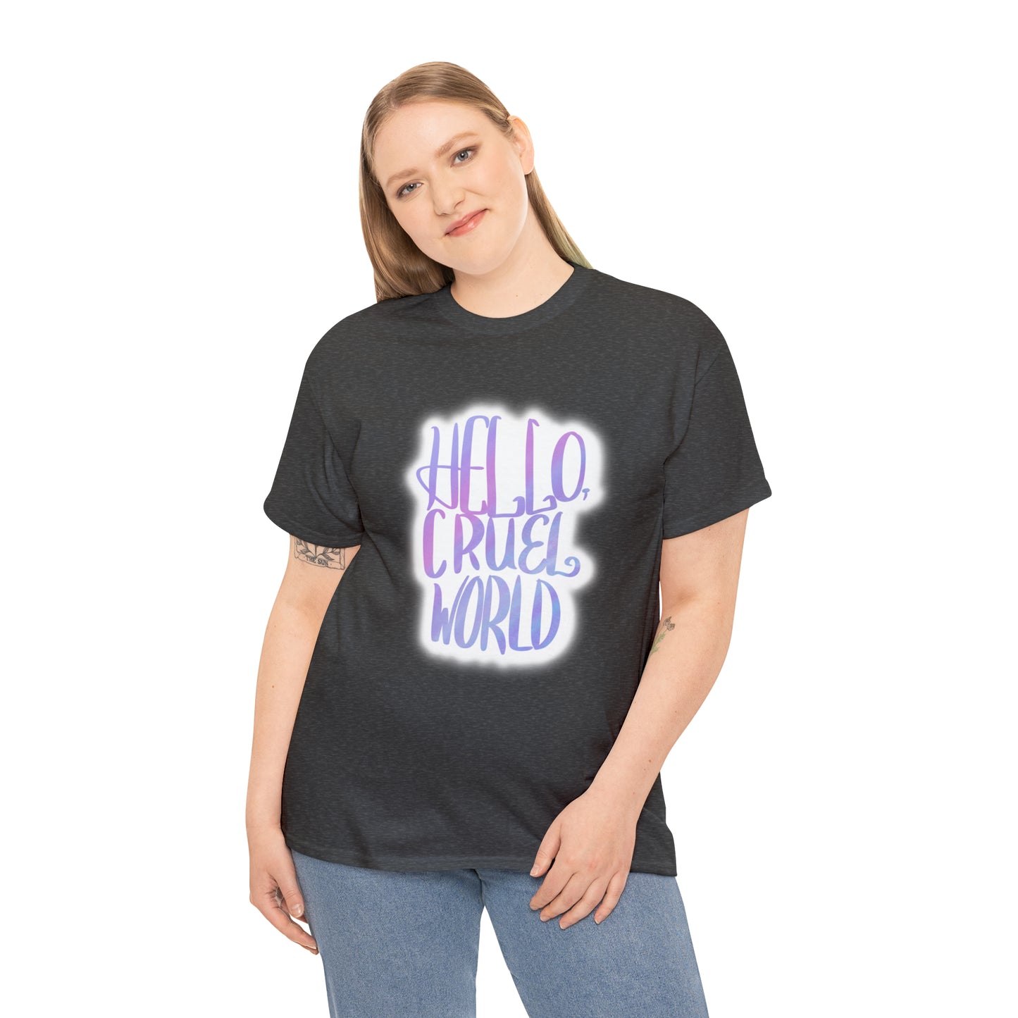 Hello Cruel World Unisex Heavy Cotton Tee - Tales from the Tangle