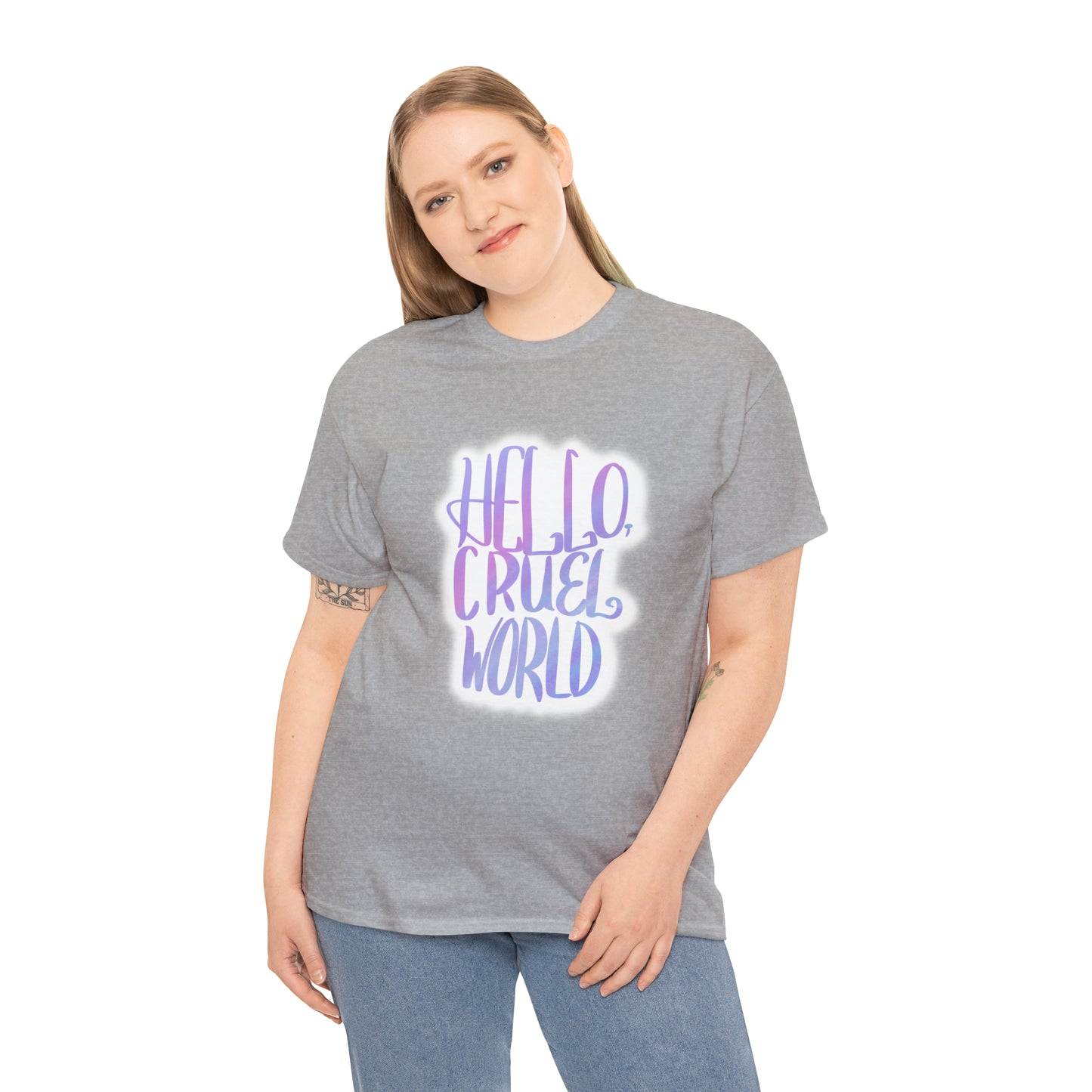 Hello Cruel World Unisex Heavy Cotton Tee - Tales from the Tangle