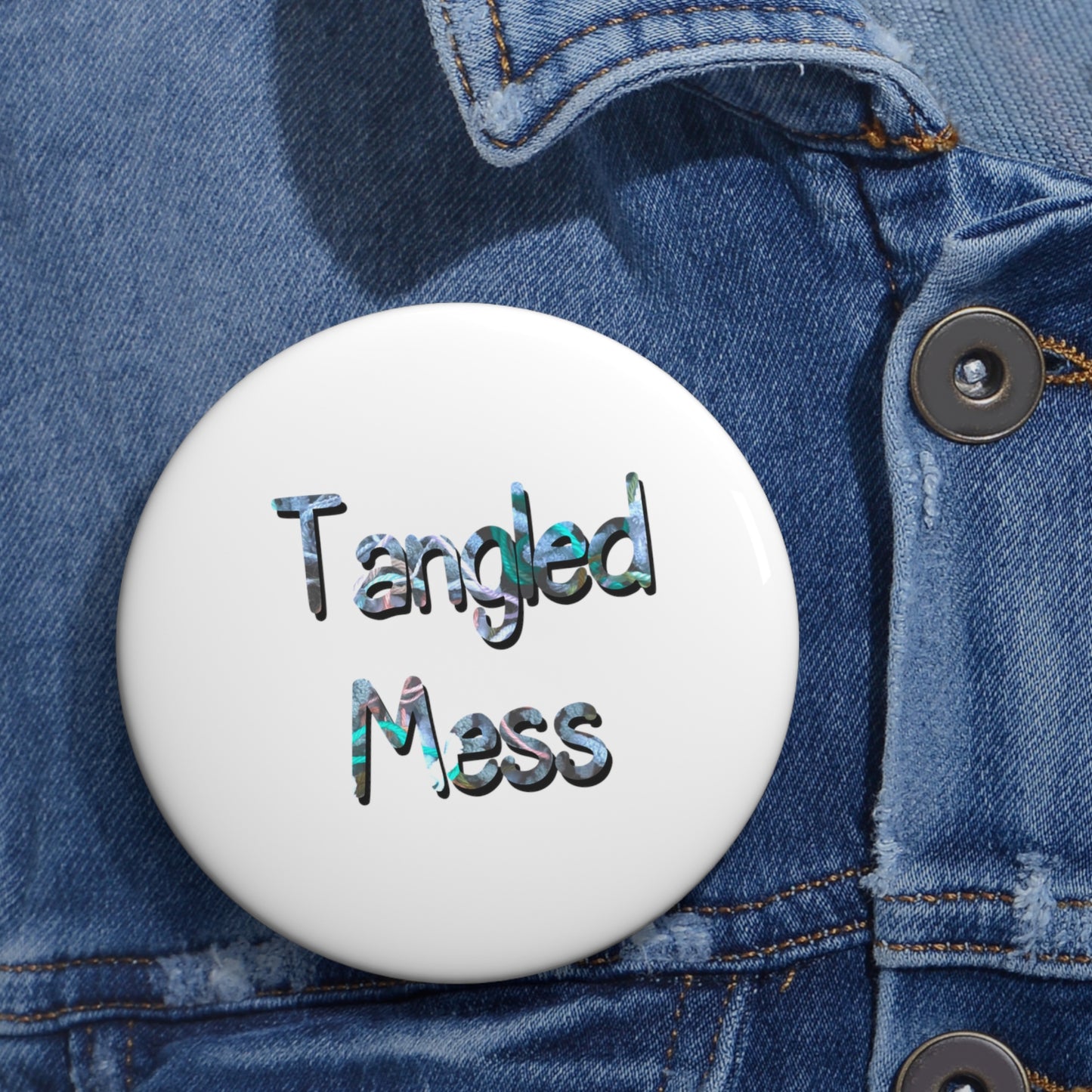 Tangled Mess Yarn Custom Pin Buttons - Tales from the Tangle
