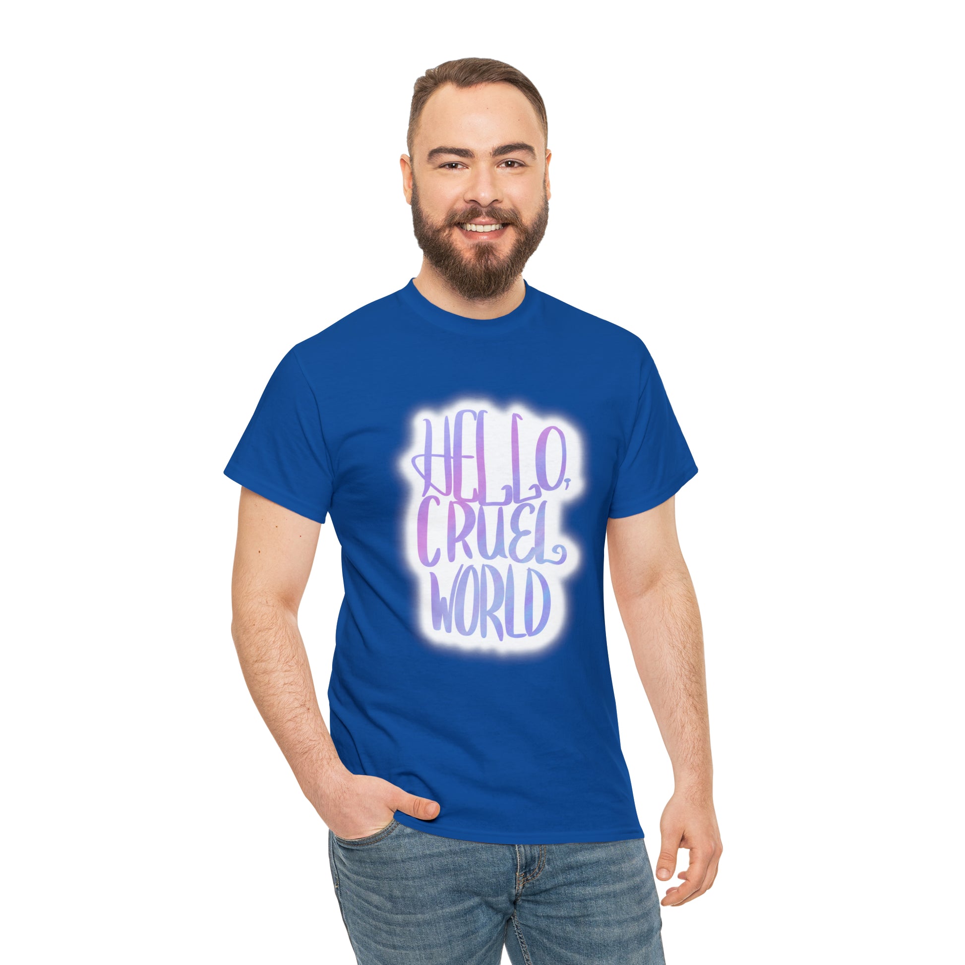 Hello Cruel World Unisex Heavy Cotton Tee - Tales from the Tangle