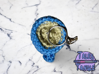 Blue Coffee Cup Crochet Keychain - Tales from the Tangle