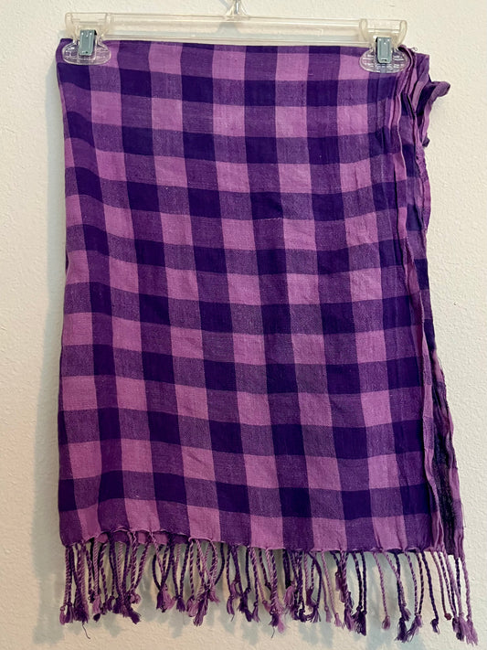 Purple Checkered Scarf/Wrap - Tales from the Tangle