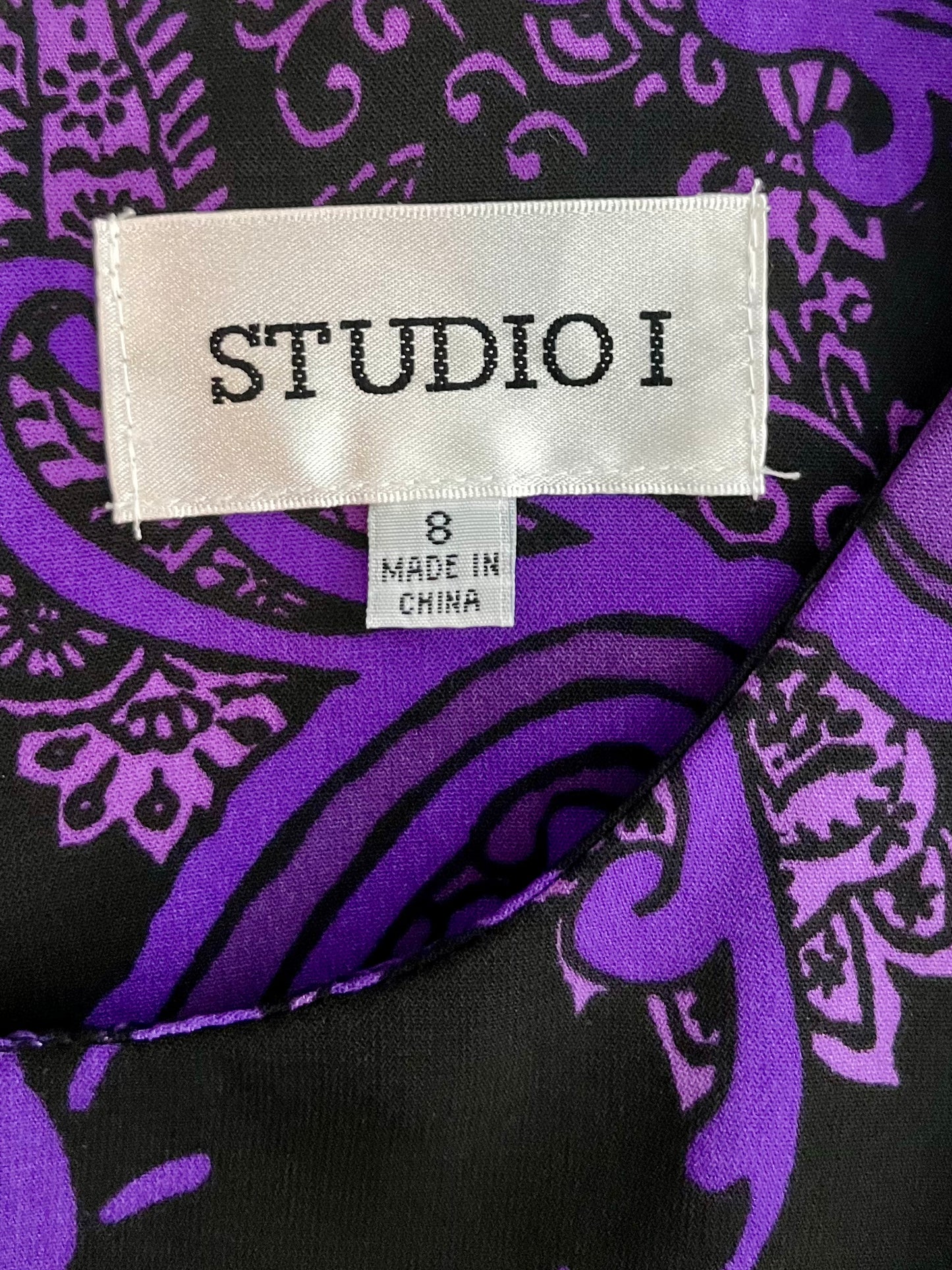 Studio I Black and Purple Paisley Sundress- Size 8