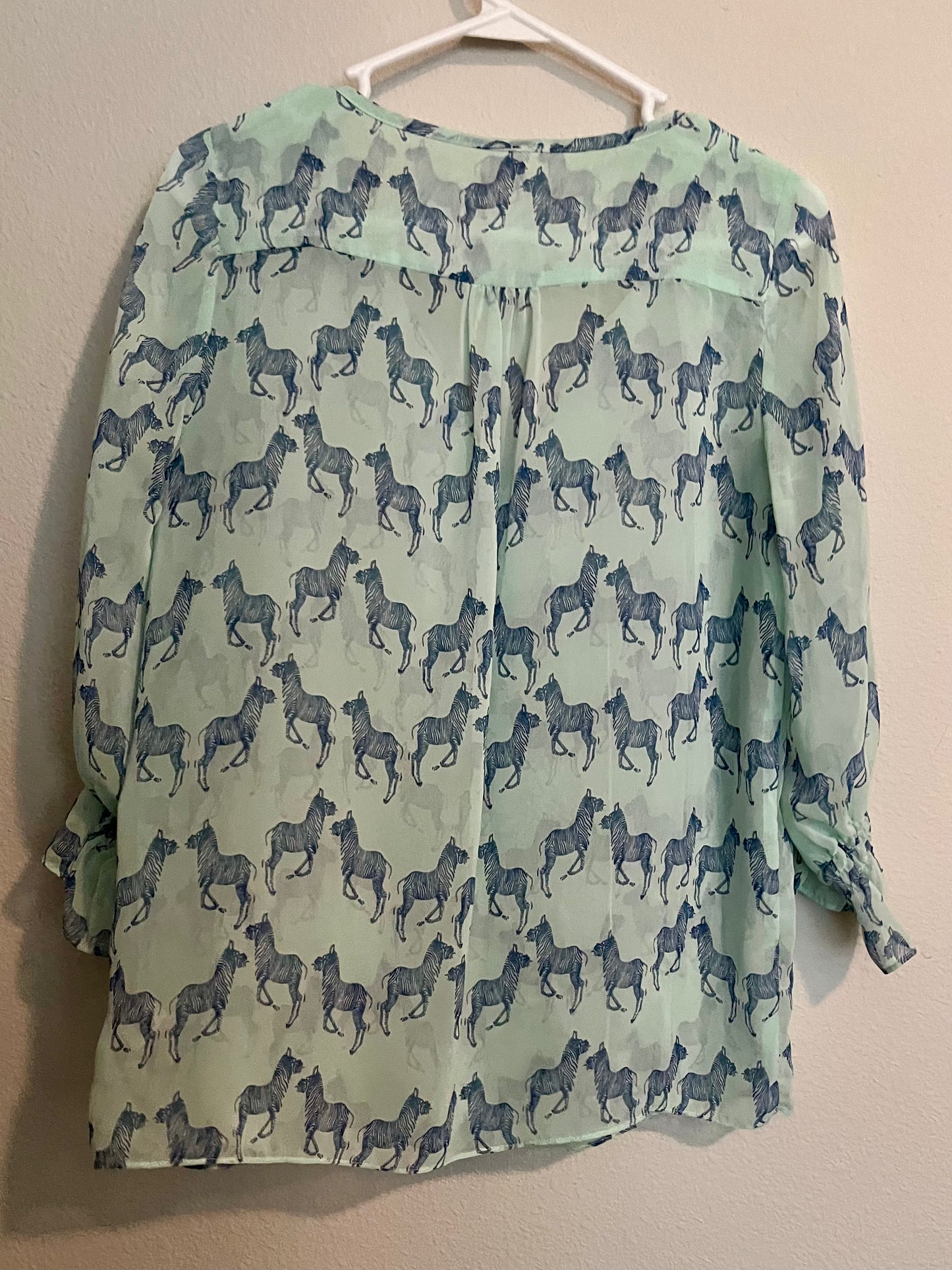 Hello Miss Sheer Zebra Print Top- Size Medium