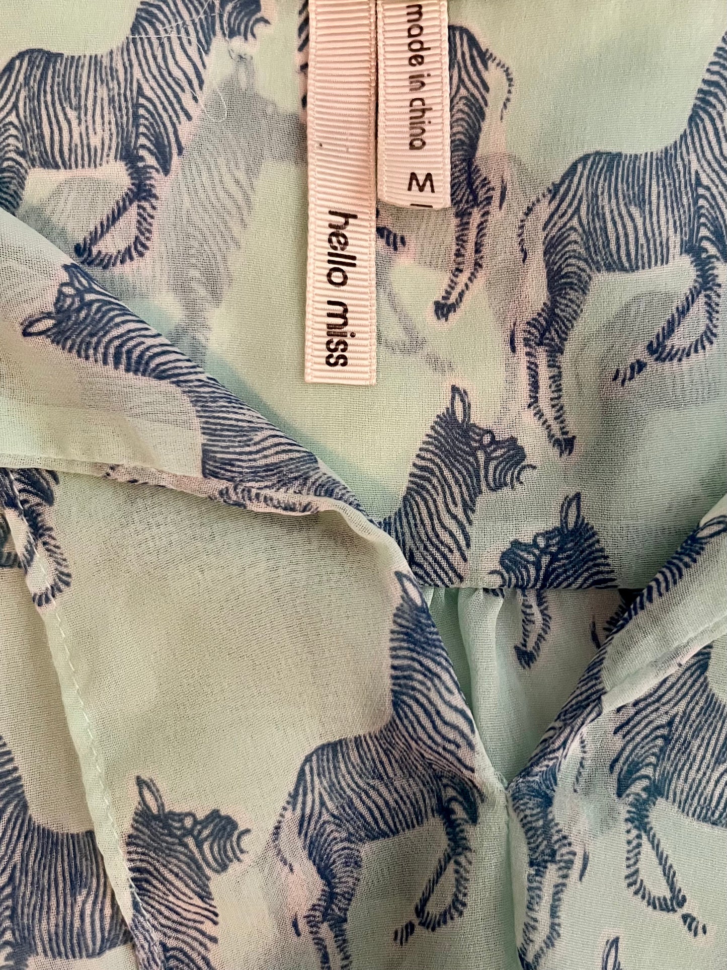 Hello Miss Sheer Zebra Print Top- Size Medium