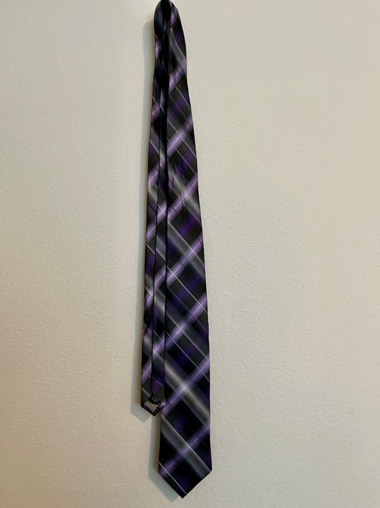 Bill Robinson Purple and Grey Plaid Tie