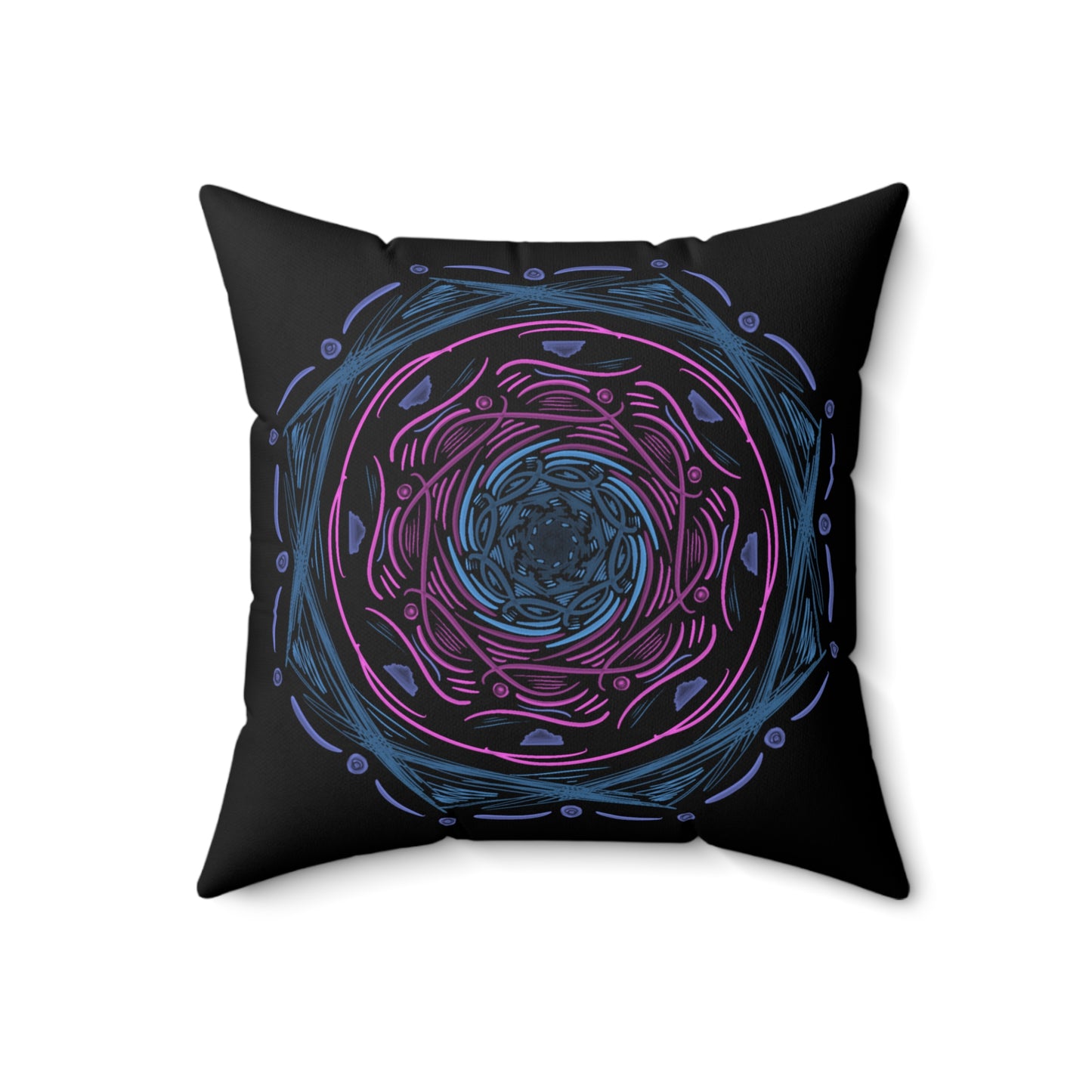 Dark Mandala Spun Polyester Square Pillow - Tales from the Tangle