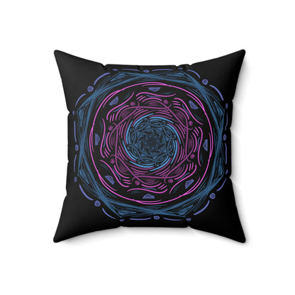 Dark Mandala Spun Polyester Square Pillow - Tales from the Tangle