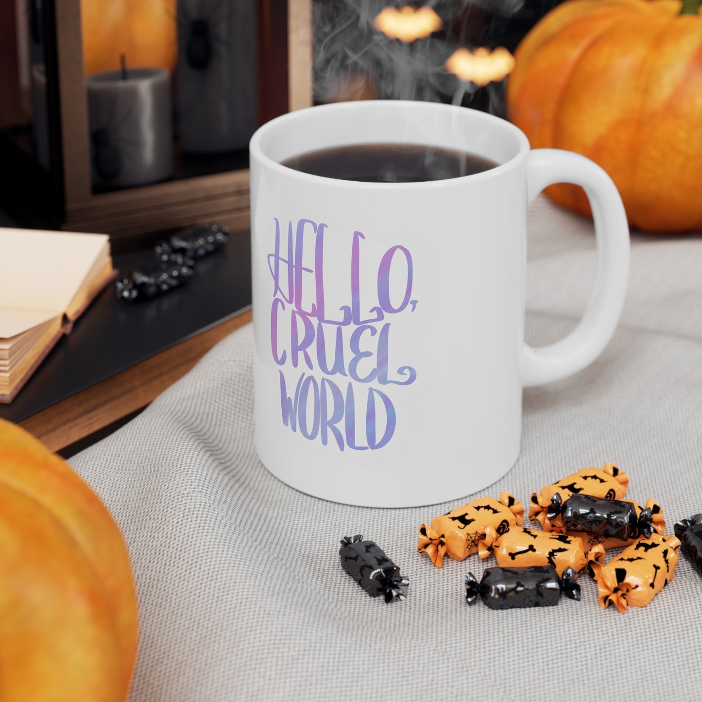 Hello Cruel World Ceramic Mug 11oz - Tales from the Tangle