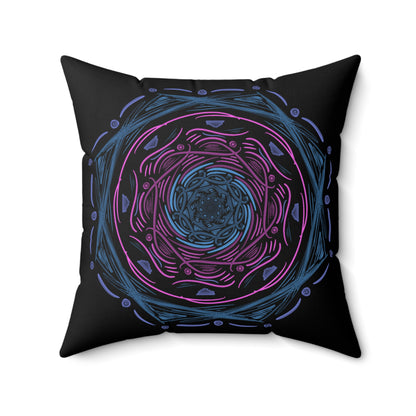 Dark Mandala Spun Polyester Square Pillow - Tales from the Tangle