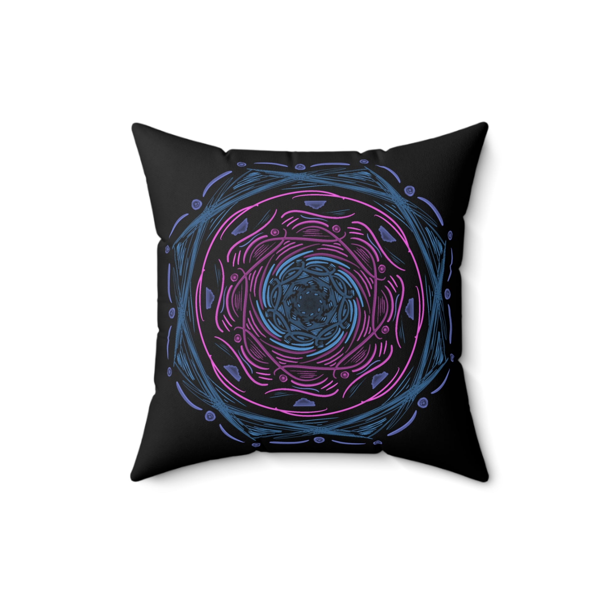 Dark Mandala Spun Polyester Square Pillow - Tales from the Tangle