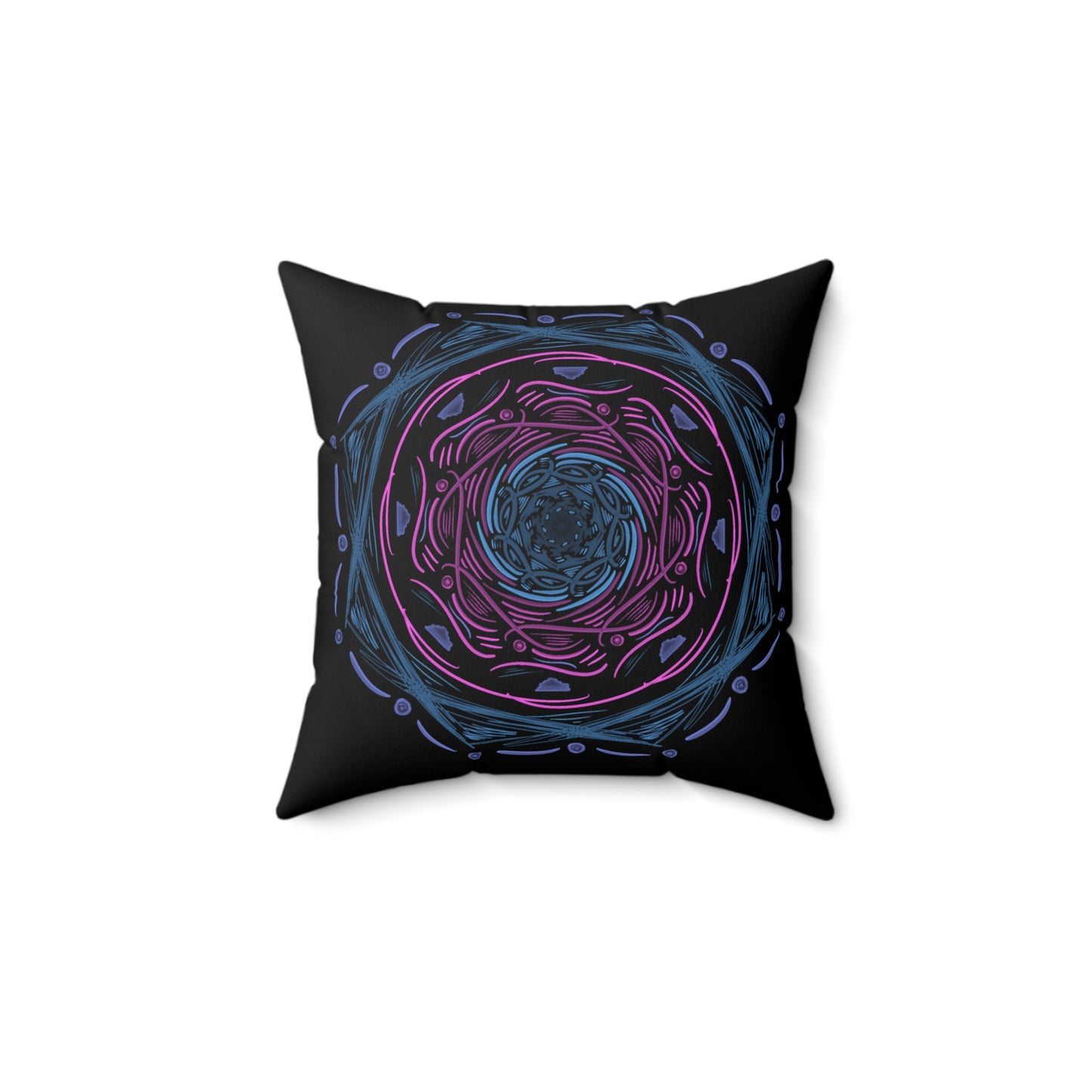 Dark Mandala Spun Polyester Square Pillow - Tales from the Tangle