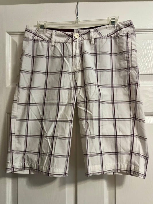 Vans Women's White and Purple Plaid Shorts- Size 7