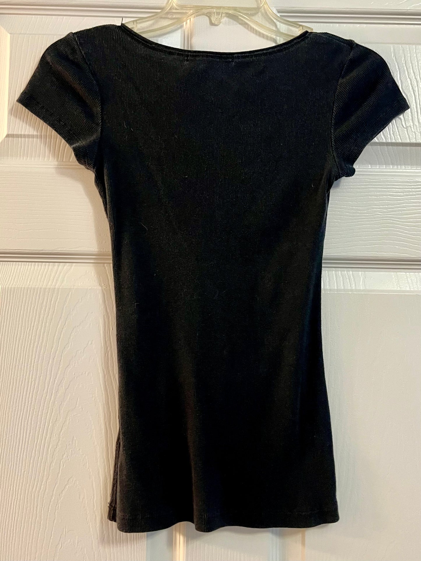 One Step Up Basic Black V Neck Tee- Size Medium