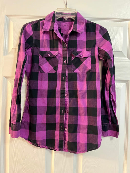Purple Plaid Button Down by Nollie- Size Extra Small